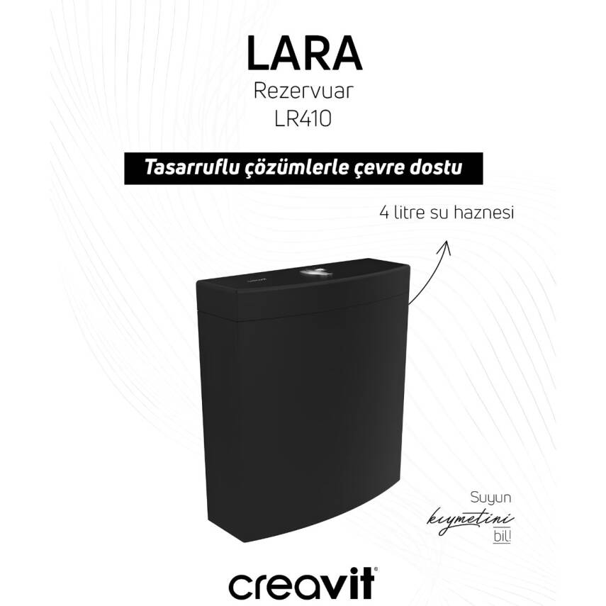 Creavit Lara Kanallı Kömür Karası Duvara Sıfır Klozet Takımı LR360, Creavit Lara Duroplast Yavaş Kapak - 4