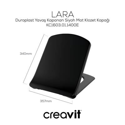 Creavit Lara Kanallı Kömür Karası Duvara Sıfır Klozet Takımı LR360, Creavit Lara Duroplast Yavaş Kapak - 5
