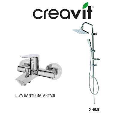 Creavit Liva Banyo Bataryası LV2500 ve Kare Tepe Duş Sistemi SH630