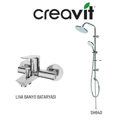 Creavit Liva Banyo Bataryası LV2500 ve Oval Tepe Duş Sistemi SH640