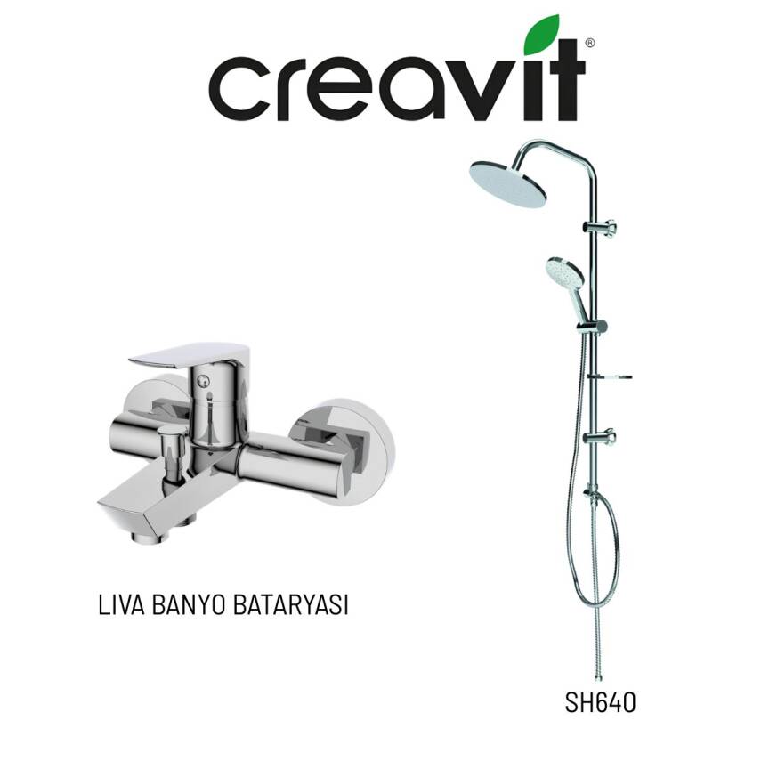 Creavit Liva Banyo Bataryası LV2500 ve Oval Tepe Duş Sistemi SH640 - 1