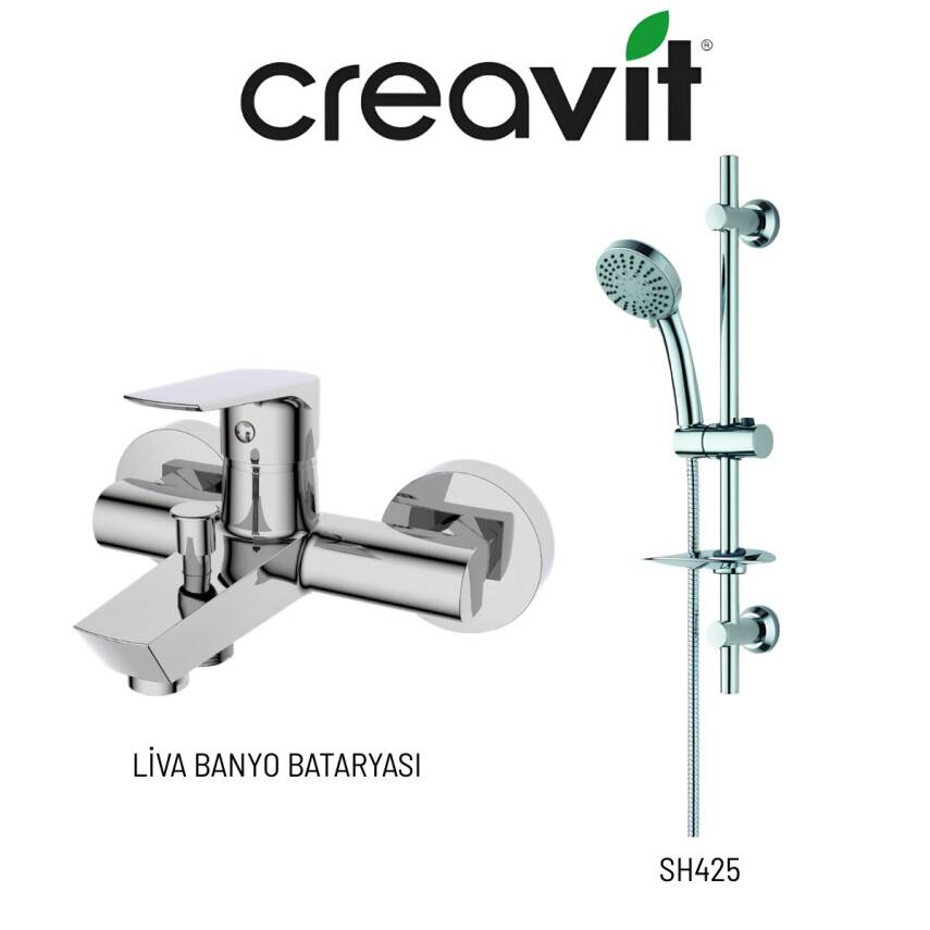 Creavit Liva Banyo Bataryası LV2500 ve Sürgülü El Duş Seti SH425 - 1