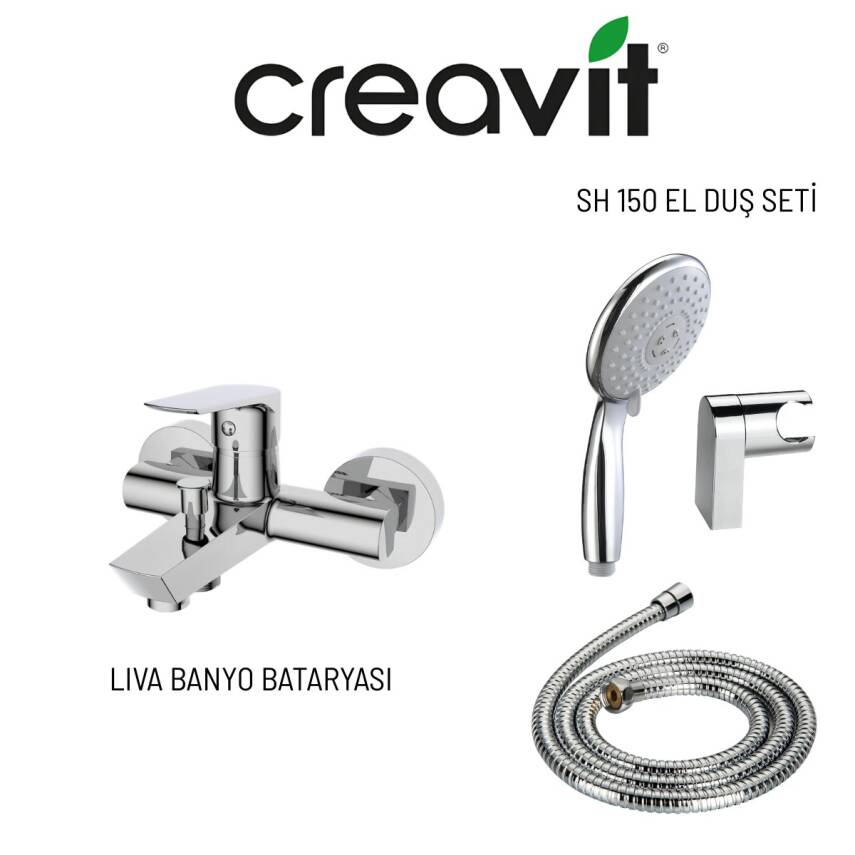 Creavit Liva Banyo Bataryası ve Mafsallı El Duş Seti 3F SH150 - 1