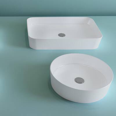 Creavit Loop Dikdörtgen Tezgâh Üstü Batarya Deliksiz Beyaz Lavabo 60x40 Cm LP060 - 6