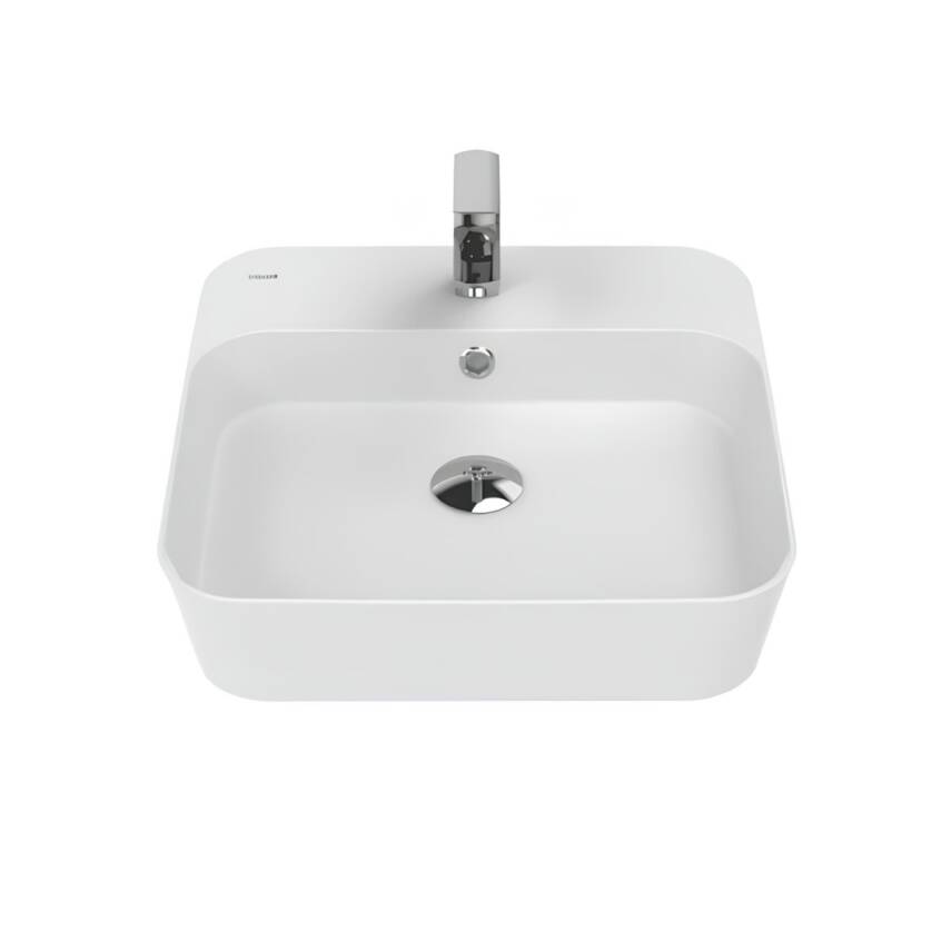 Creavit Loop Kare Tezgâh Üstü Batarya Delikli Beyaz Lavabo 45x45 Cm LP046 - 6
