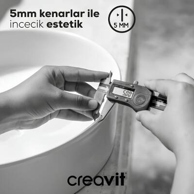 Creavit Loop Oval Tezgâh Üstü Batarya Delikli Beyaz Lavabo 45x45 Cm LP146 - 4