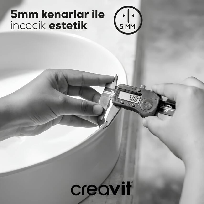 Creavit Loop Oval Tezgâh Üstü Batarya Delikli Beyaz Lavabo 60x45 Cm LP161 - 3