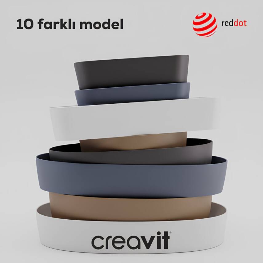 Creavit Loop Oval Tezgâh Üstü Batarya Delikli Beyaz Lavabo 60x45 Cm LP161 - 5