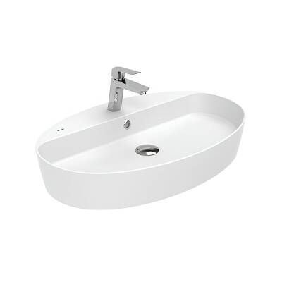 Creavit Loop Oval Tezgâh Üstü Batarya Delikli Beyaz Lavabo 70x45 Cm LP171 - 4