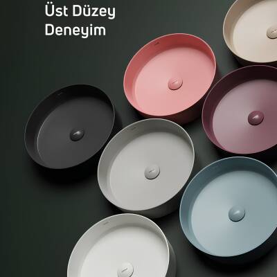 Creavit Loop Oval Tezgâh Üstü Batarya Deliksiz Beyaz Lavabo 45x45 Cm LP145 - 5