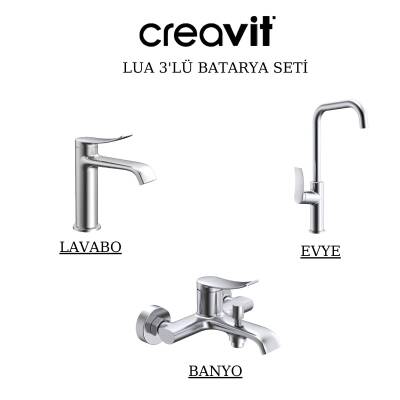 Creavit Lua Krom Lavabo-Banyo-Eviye Bataryası 3'lü Set LU1500-LU2500-LU8500