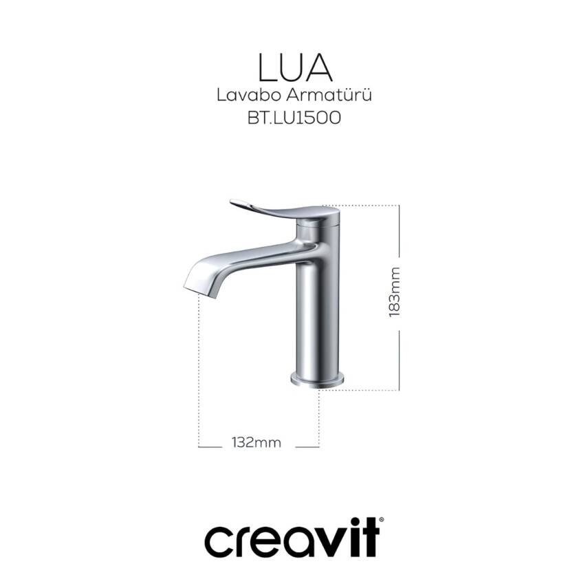 Creavit Lua Krom Lavabo-Banyo-Eviye Bataryası 3'lü Set LU1500-LU2500-LU8500 - 4