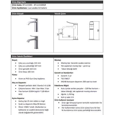 Creavit Lua Krom Şelale Lavabo Bataryası LU1500 - 2