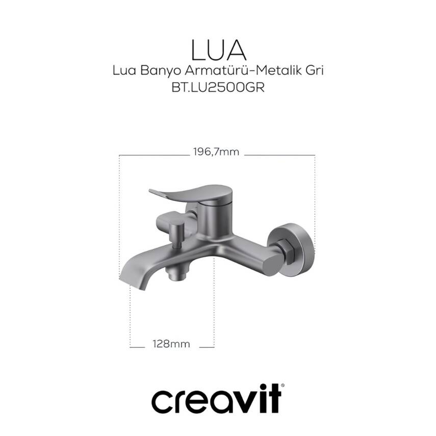 Creavit Lua Metalik Gri Banyo Bataryası LU2500GR - 3