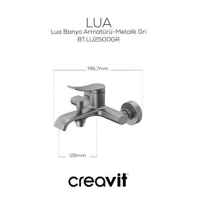 Creavit Lua Metalik Gri Lavabo-Banyo-Eviye Bataryası 3'lü Set LU1500GR-LU2500GR-LU8500GR - 2