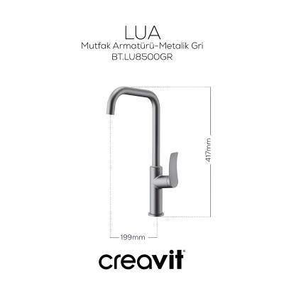 Creavit Lua Metalik Gri Lavabo-Banyo-Eviye Bataryası 3'lü Set LU1500GR-LU2500GR-LU8500GR - 3