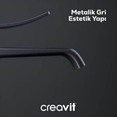 Creavit Lua Metalik Gri Lavabo-Banyo-Eviye Bataryası 3'lü Set LU1500GR-LU2500GR-LU8500GR - 4