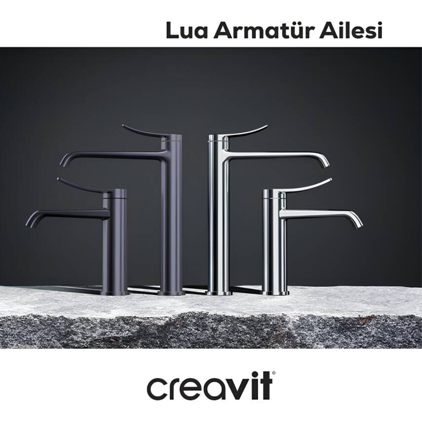 Creavit Lua Metalik Gri Lavabo Bataryası LU1500GR - 5