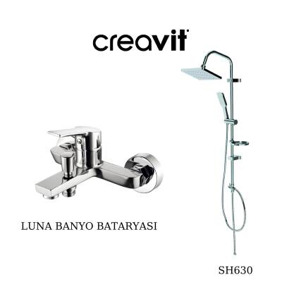 Creavit Luna Krom Banyo Bataryası LN2500 ve Kare Tepe Duş Sistemi SH630