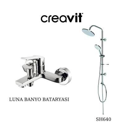 Creavit Luna Krom Banyo Bataryası LN2500 ve Oval Tepe Duş Sistemi SH640