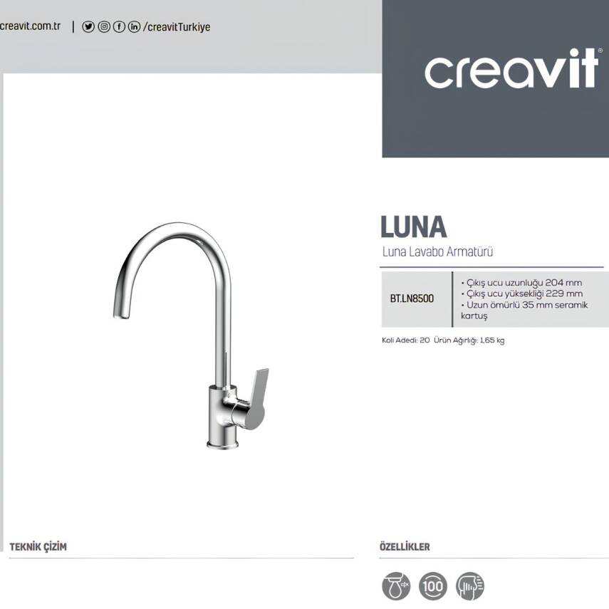 Creavit Luna Krom Eviye Bataryası LN8500 - 2