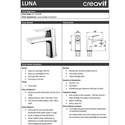 Creavit Luna Krom Lavabo Bataryası LN1500 - 2