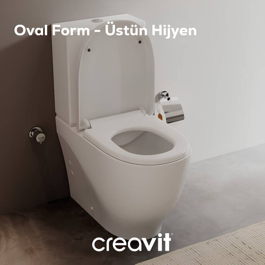Creavit Mare Kanalsız Beyaz Duvara Sıfır Klozet Takımı MA361, Creavit Mare Duroplast Yavaş Kapak - 2