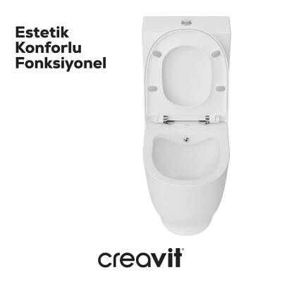 Creavit Mare Kanalsız Beyaz Duvara Sıfır Klozet Takımı MA361, Creavit Mare Duroplast Yavaş Kapak - 6