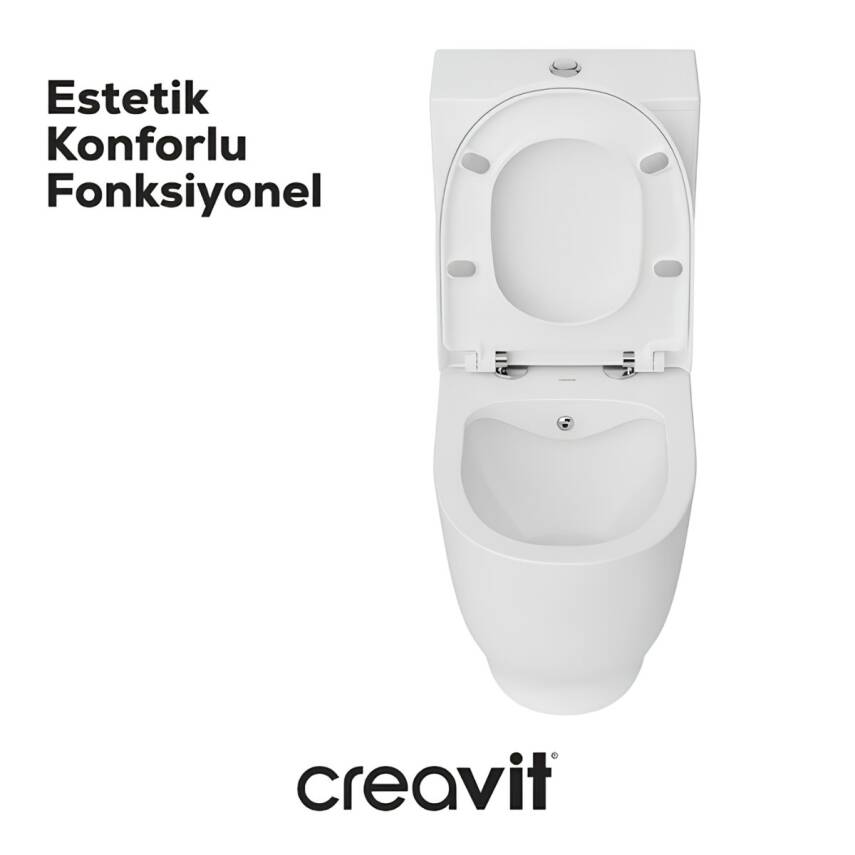 Creavit Mare Kanalsız Beyaz Duvara Sıfır Klozet Takımı MA361, Creavit Mare Duroplast Yavaş Kapak - 6