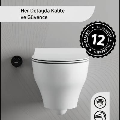 Creavit Ness Vortex Beyaz Asma Klozet NS323, Creavit Ness Duroplast Yavaş Kapak KC3403.01 - 3
