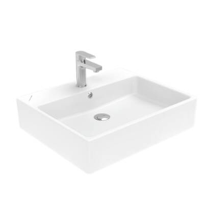 Creavit Next Kare Tezgâh Üstü Batarya Delikli Beyaz Lavabo 50x40 Cm NX242