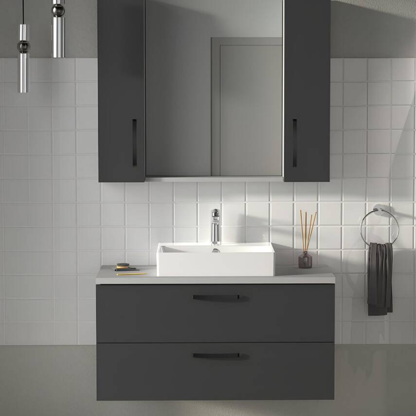 Creavit Next Kare Tezgâh Üstü Batarya Delikli Beyaz Lavabo 50x40 Cm NX242 - 7