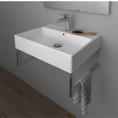 Creavit Next Kare Tezgâh Üstü Batarya Delikli Beyaz Lavabo 50x50 Cm NX256 - 3