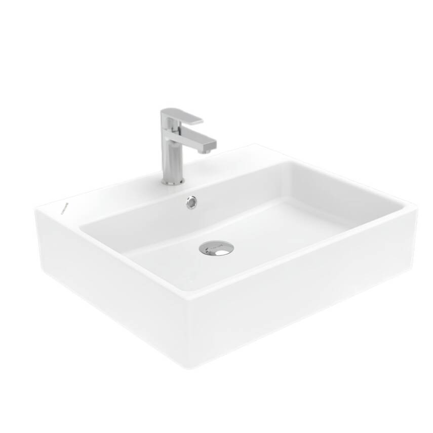 Creavit Next Kare Tezgâh Üstü Batarya Delikli Beyaz Lavabo 50x50 Cm NX256 - 6