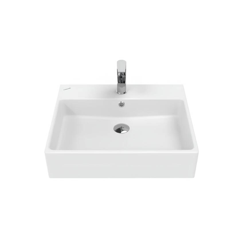 Creavit Next Kare Tezgâh Üstü Batarya Delikli Beyaz Lavabo 60x50 Cm NX260 - 4