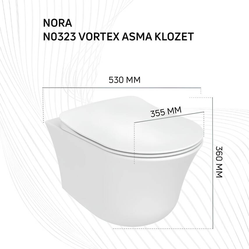 Creavit Nora Vortex Beyaz Asma Klozet NO323, Creavit Nora Duck Duroplast Yavaş Kapak - 1