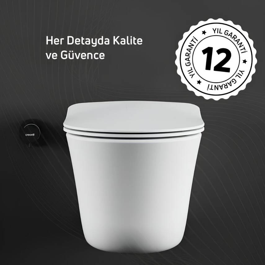 Creavit Nora Vortex Beyaz Asma Klozet NO323, Creavit Nora Duck Duroplast Yavaş Kapak - 2