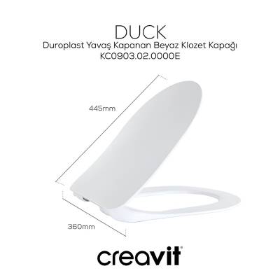 Creavit Nora Vortex Beyaz Asma Klozet NO323, Creavit Nora Duck Duroplast Yavaş Kapak - 4