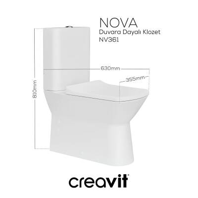 Creavit Nova Kanalsız Beyaz Duvara Sıfır Klozet Takımı NV361, Creavit Lara Yavaş Kapak