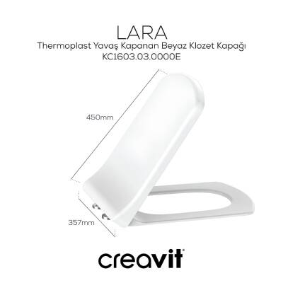 Creavit Nova Kanalsız Beyaz Duvara Sıfır Klozet Takımı NV361, Creavit Lara Yavaş Kapak - 4