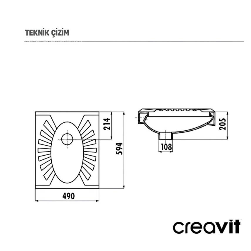 Creavit Omega Çevre Yıkamalı Tuvalet Taşı 50x60 Cm TP590 - 3