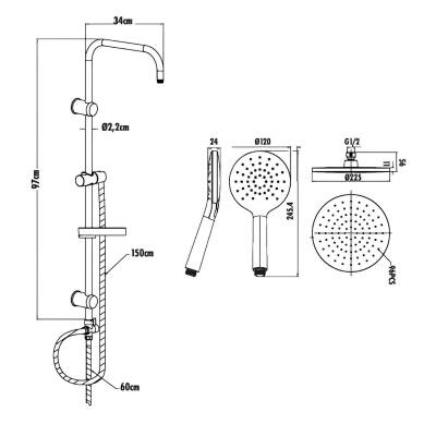 Creavit Oval Krom Tepe Duş Sistemi Kendinden Temizleyicili SH640 - 4