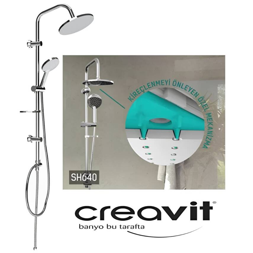 Creavit Oval Krom Tepe Duş Sistemi Kendinden Temizleyicili SH640 - 9