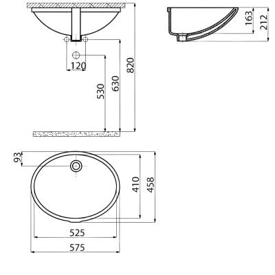 Creavit Oval Tezgâh Altı Beyaz Lavabo 40x52 Cm TP205 - 3