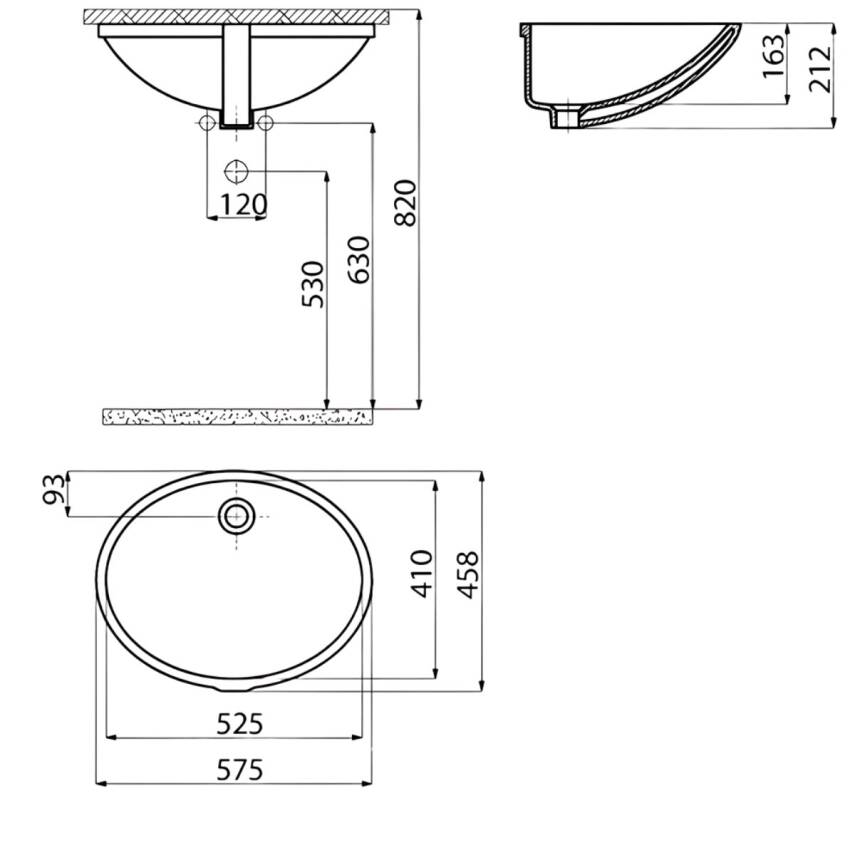 Creavit Oval Tezgâh Altı Beyaz Lavabo 40x52 Cm TP205 - 3