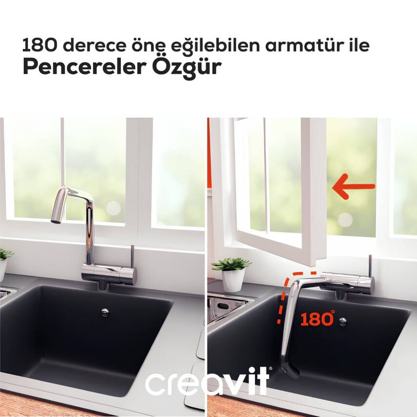 Creavit Pencere Önü Krom Eviye Bataryası MF8600 - 2