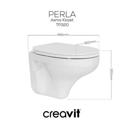 Creavit Perla Kanallı Beyaz Asma Klozet TP320, Creavit Perla Çınar Yavaş Kapak - 2