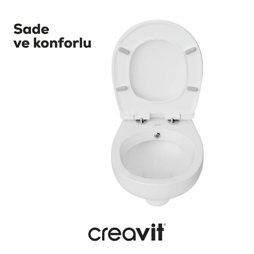 Creavit Perla Kanallı Beyaz Asma Klozet TP320, Creavit Perla Çınar Yavaş Kapak - 3