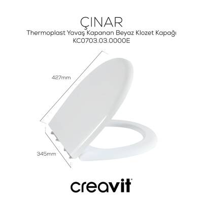 Creavit Perla Kanallı Beyaz Asma Klozet TP320, Creavit Perla Çınar Yavaş Kapak - 4