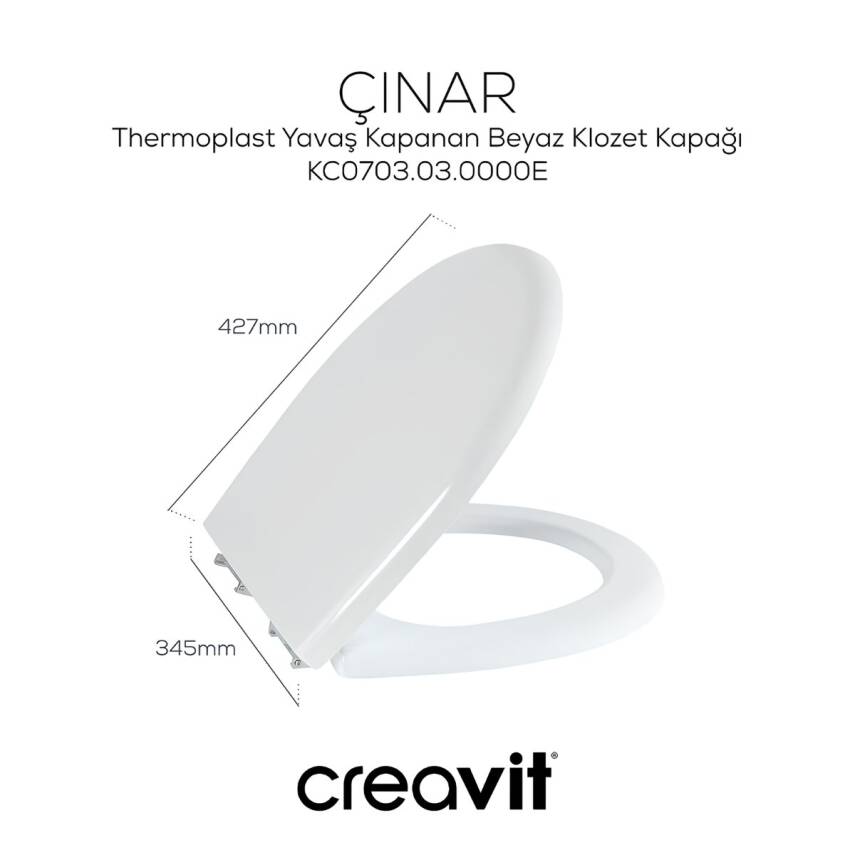 Creavit Perla Kanallı Beyaz Asma Klozet TP320, Creavit Perla Çınar Yavaş Kapak - 4